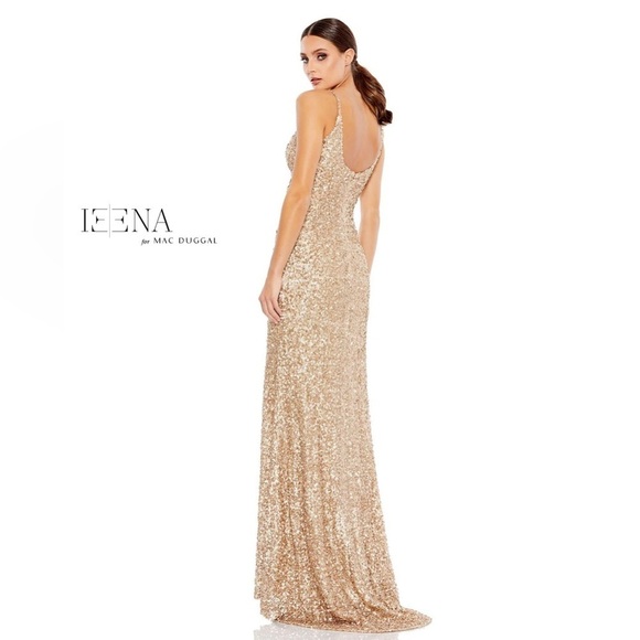 IEENA FOR MAC DUGGAL 26476 NWT High Slit Spaghetti Strap Gown - Picture 3 of 7